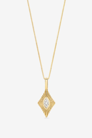 9k YG 0.11ct Marquise Natural Diamond Pendant