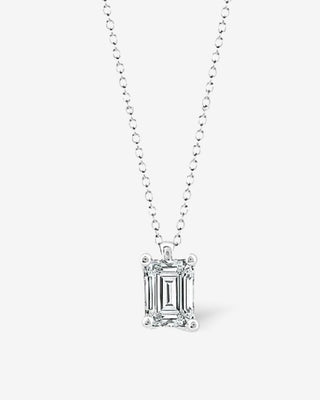 18k White Gold 0.70ct Lab-grown Emerald Cut Diamond Pendant
