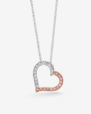 18k Rose & White Gold Pink & White Diamond Heart Pendant