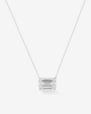 9k White Gold 0.51ct Emerald-Cut Lab-Grown Diamond Pendant / Necklace