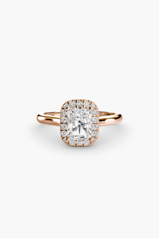 Indie - Emerald Halo Engagement Ring