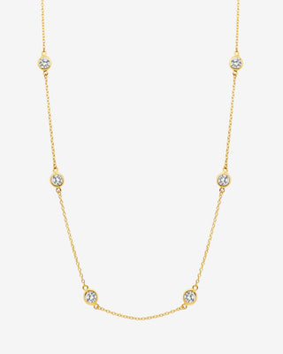 9k Yellow Gold White Cubic Zirconia Station Necklace - 45cm Long