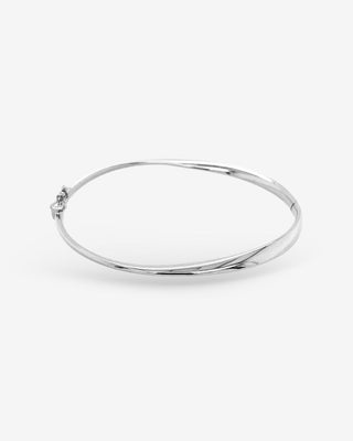 9k White Gold Hollow Italian Gradual Twist Hinged Bangle