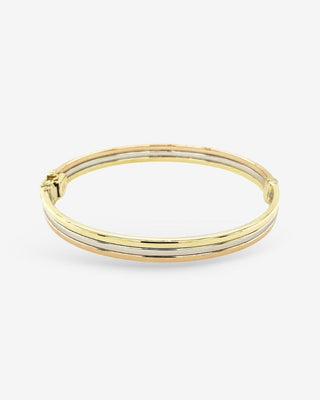 9k 3 Tone Italian Hollow Hinged Bangle