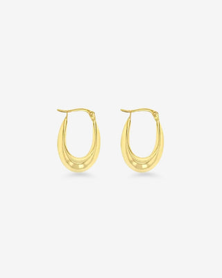 9k Yellow Gold Thick Oval Hoop