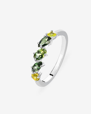9k White Gold 5 Mixed Colour Natural Australian Sapphire Ring