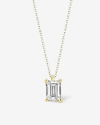 18k Yellow Gold 0.70ct Lab-grown Emerald Cut Diamond Pendant