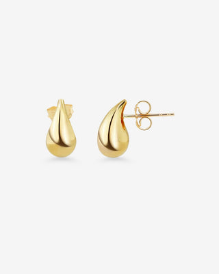 9k Yellow Gold Medium Teardrop Stud Earrings