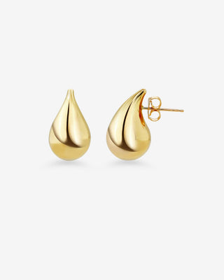9k Yellow Gold Large Teardrop Stud Earrings