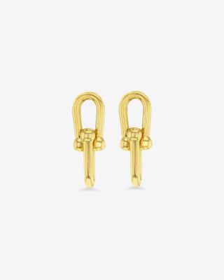9k Yellow Gold Double Link Drop Stud Earrings