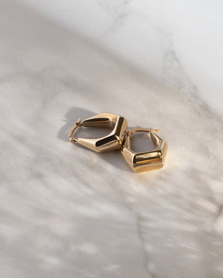 9k Yellow Gold Geometric Hoop Earrings