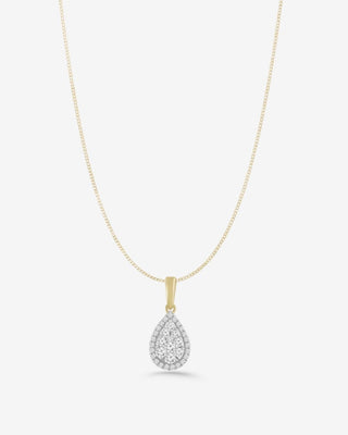 9k Yellow Gold 0.25ct Pear Shaped Diamond Cluster Pendant