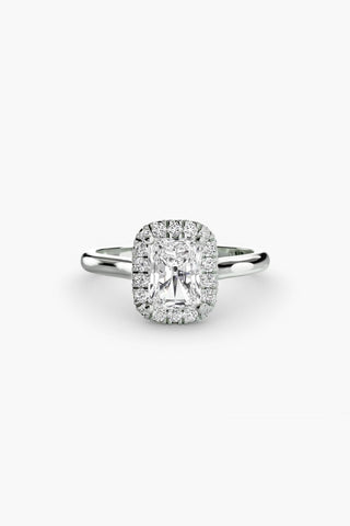 Indie - Emerald Halo Engagement Ring