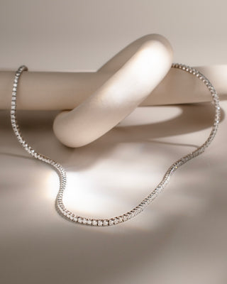 Ivara 9k white gold tennis necklace with 6.00ct round brilliant lab-grown diamonds