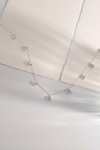 Soren 9k white gold multi clover necklace with 1.50ct round brilliant natural diamonds
