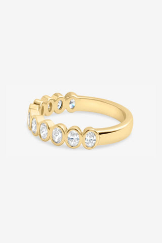 Anya 18k yellow gold 0.80ct oval cut lab-grown diamond bezel wedding ring, D-E colour, VVS clarity