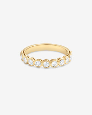 Ayla 18k yellow gold 0.73ct round brilliant natural diamond bezel wedding ring, G-H colour, SI1-SI2 clarity