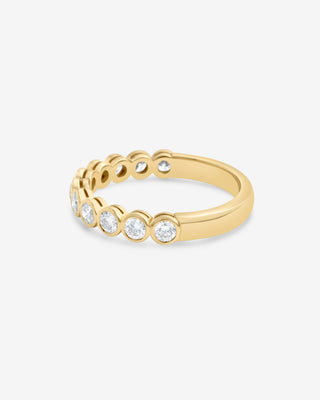 Ayla 18k yellow gold 0.73ct round brilliant natural diamond bezel wedding ring, G-H colour, SI1-SI2 clarity
