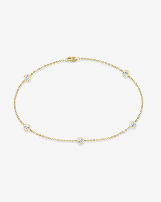 9k Yellow Gold Bezel Set 5 Round Brilliant Cut Natural Diamond Bracelet