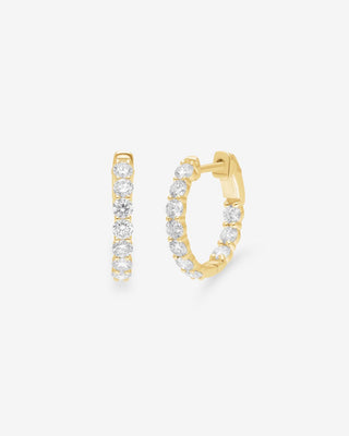 Bee 9k yellow gold inside-out huggie earrings set with 1.00ct lab-grown diamonds