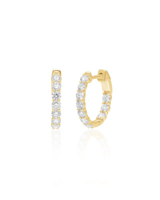 Bee 9k yellow gold inside-out huggie earrings set with 1.00ct lab-grown diamonds