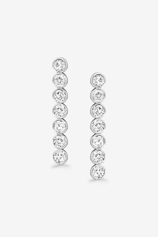 Sterling Silver White Cubic Zirconia Drop Earrings