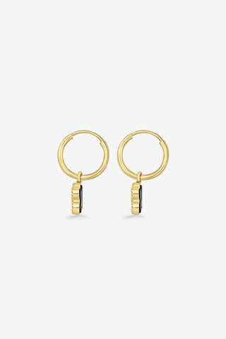 Onyx Clover Huggie Earrings