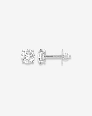 Cattleya 18k white gold 1.00ct round brilliant lab-grown diamond stud earrings, E-F colour, VS clarity