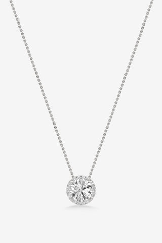 Celine 18k white gold 1.78ct star-cut lab-grown diamond halo pendant, D colour, VVS2 clarity