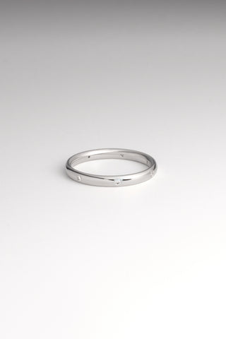 Cleo 18k white gold 0.09ct round brilliant natural diamond hammer set wedding ring, G-H colour, SI clarity