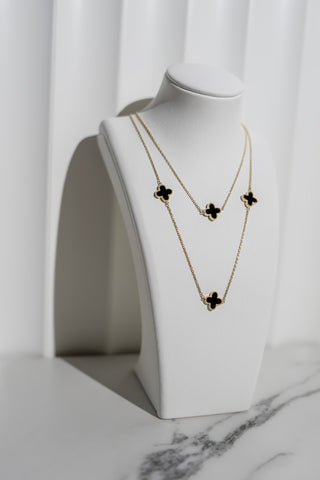 Onyx Clover Necklace