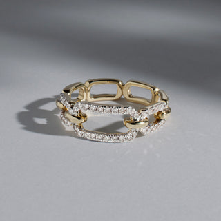 9k Yellow & White Gold 0.40ct 44 Diamond Large Link Ring