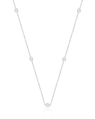 Demi 9k white gold bezel set necklace with 0.75ct round brilliant lab-grown diamonds
