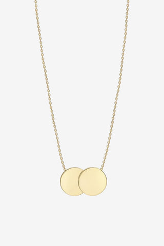 9K GOLD SOLID DOUBLE DISC NECKLACE