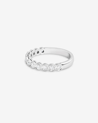 Eden 18k white gold 0.37ct round brilliant natural diamond bezel wedding ring, G-H colour, SI1-SI2 clarity