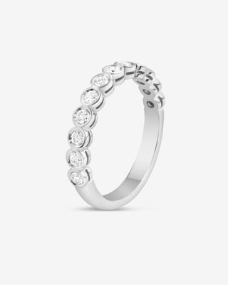 Eden 18k white gold 0.37ct round brilliant natural diamond bezel wedding ring, G-H colour, SI1-SI2 clarity