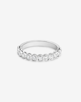 Eden 18k white gold 0.37ct round brilliant natural diamond bezel wedding ring, G-H colour, SI1-SI2 clarity