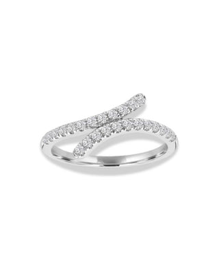 Elai 9k white gold 0.30ct natural diamond crossover ring, H-I colour, I1 clarity