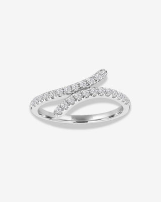 Elai 9k white gold 0.30ct natural diamond crossover ring, H-I colour, I1 clarity