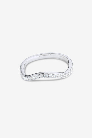 Estelle 18k white gold 0.43ct round brilliant diamond wave wedding ring, F-G colour, SI clarity