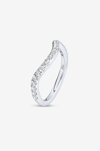 Estelle 18k white gold 0.43ct round brilliant diamond wave wedding ring, F-G colour, SI clarity