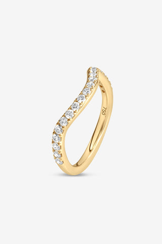 Estelle 18k yellow gold 0.43ct round brilliant natural diamond wave wedding ring, F-G colour, SI clarity
