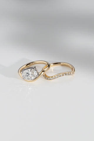 Estelle 18k yellow gold 0.43ct round brilliant natural diamond wave wedding ring, F-G colour, SI clarity