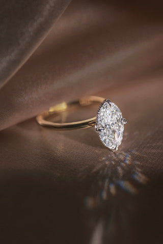 Moval Compas Set Diamond Engagement Ring Yellow & White Gold