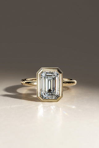 Fenix - Emerald Cut Diamond Bezel Set Custom Engagement Ring