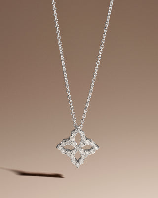 Haisley 9k white gold 0.35ct round brilliant natural diamond flower pendant with chain, G-H colour, SI clarity