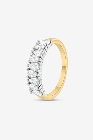 Hallie 18k yellow and white gold 0.85ct pear cut lab-grown diamond wedding ring, F colour, VS2 clarity