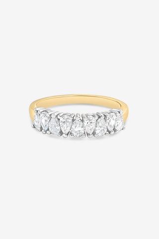 Hallie 18k yellow and white gold 0.85ct pear cut lab-grown diamond wedding ring, F colour, VS2 clarity