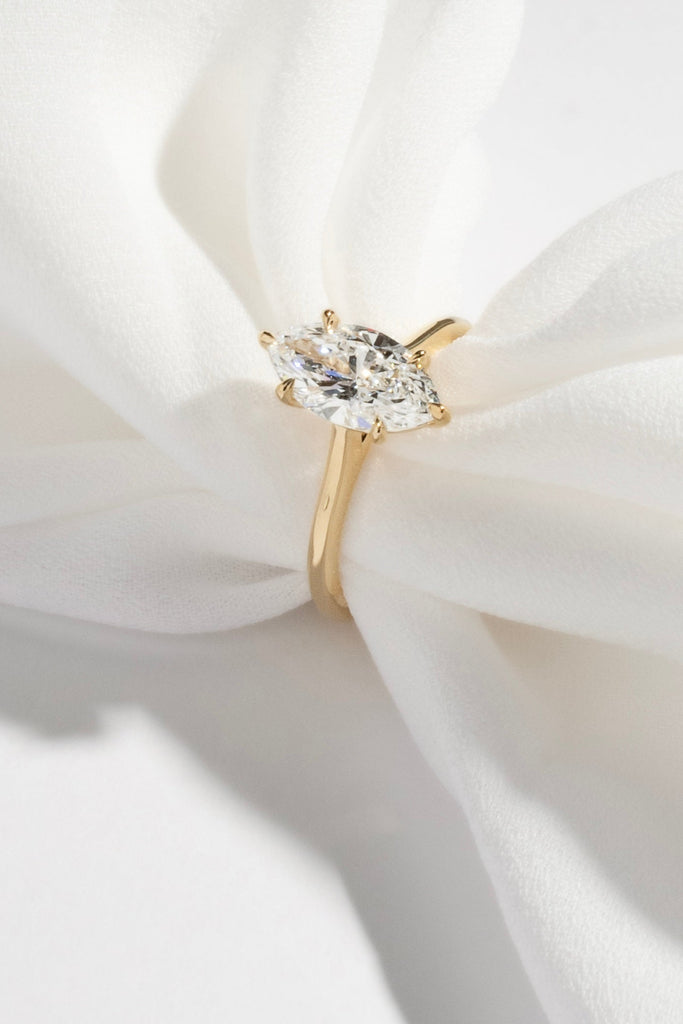 18k Yellow Gold Marquise Engagement Ring