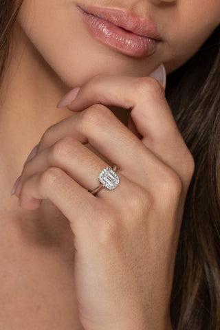 Indie - Emerald Halo Engagement Ring